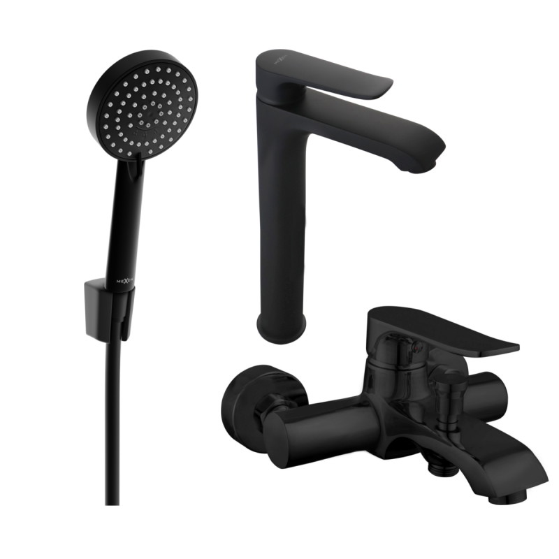 Mexen Pecos R75 Bathtub Set, Black - 72713R75-70