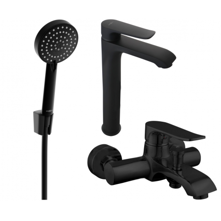 Mexen Pecos R75 Badewannen-Set, schwarz - 72713R75-70