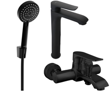 Mexen Pecos R75 Badewannenset, schwarz - 72713R75-70