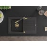 Mexen Pablo granitizlietne viensistabas ar drenāžu un virtuves jaucējkrānu Flora, melna ar šļakatām - 6510-76-670401-75-G