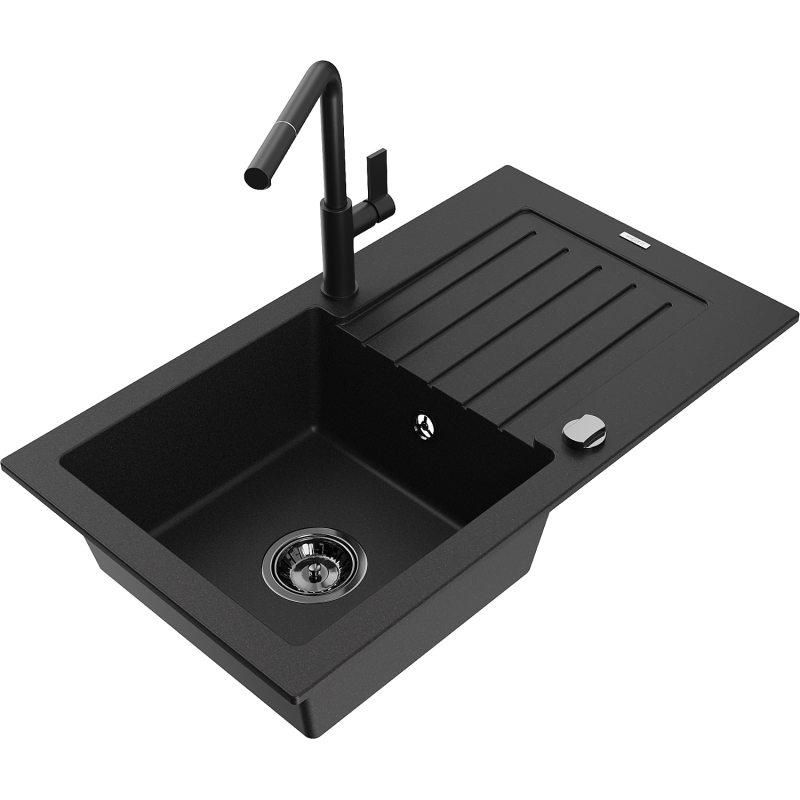 Mexen Pablo νεροχύτης γρανίτης 1-θήκης με αποστράγγιση και βρύση κουζίνας