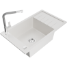 Mexen Elias fregadero de granito de 1 seno con escurridor y grifo de cocina Flora, blanco - 6511-20-670401-06