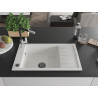 Mexen Elias granitische gootsteen 1-komorige met afdruiprek en keukenkraan Flora, wit - 6511-20-670401-07-B
