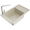 Mexen Elias granitëm Lavabo mat enger Schoss mat Drainboard a Flora Kichenkraan, beige - 6511-69-670401-00