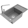 Mexen Elias granitno enojno koritni pomivalno korito z odcejalnikom in kuhinjsko pipo Flora, sivo - 6511-71-670401-00