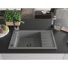 Mexen Elias fregadero de granito 1-balda con escurridor y grifo de cocina Flora, gris - 6511-71-670401-07-B