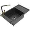 Mexen Elias granitni sudoper s 1 komorom s ocjednikom i kuhinjskom slavinom Flora, crna s točkicama - 6511-76-670401-57-B