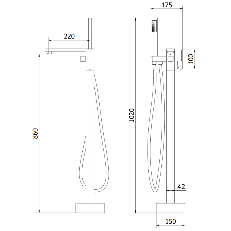 Mexen Urano wolnostojąca bateria wannowa, chrom - 75233-00