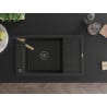 Mexen Elias single-bowl granite sink with drainer and Flora kitchen tap, black - 6511-77-670401-57-B