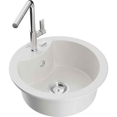 Mexen Diego granitizlietne ar vienu nodalījumu un Flora virtuves maisītāju, balta - 6512-20-670401-00