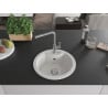 Mexen Diego Granitspüle 1-Becken mit Küchenarmatur Flora, weiß - 6512-20-670401-06