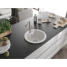 Mexen Diego Granitspüle 1-Becken mit Küchenarmatur Flora, weiß - 6512-20-670401-06