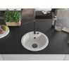 Mexen Diego 1-bowl granite sink with Flora kitchen faucet, white - 6512-20-670401-70-B