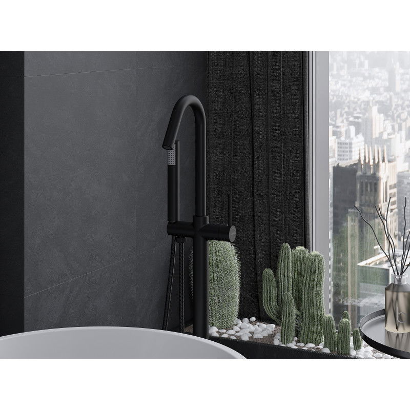 Mexen Gaja grifo de bañera independiente, negro - 75333-70