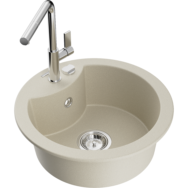 Mexen Diego granit diskho 1-fack med köksblandare Flora, beige - 6512-69-670401-00