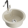 Mexen Diego 1-bowl granite kitchen sink with Flora tap, beige - 6512-69-670401-07
