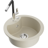 Mexen Diego granitische 1-kompartiments gootsteen met keukenmengkraan Flora, beige - 6512-69-670401-07