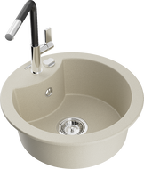 Mexen Diego ühekambriline graniidist köögivalamu Flora köögisegistiga, beež - 6512-69-670401-07