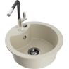 Mexen Diego Granitspüle 1-beckig mit Küchenarmatur Flora, beige - 6512-69-670401-07-B