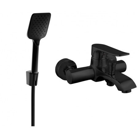 Mexen Pecos R62 bathtub faucet with shower set, black - 7273R62-70