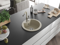 Mexen Diego Granitespëll mat enger Kummer a Kichekran Flora, beige - 6512-69-670401-09