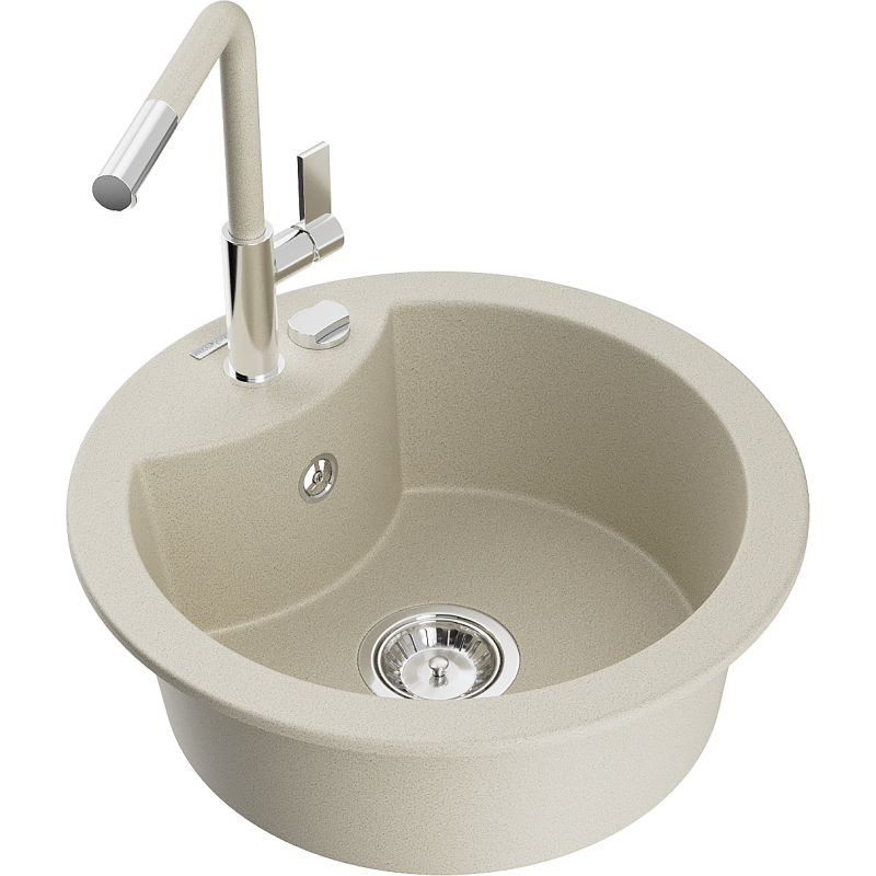 Mexen Diego graniittinen 1-allas keittiöhana Flora, beige - 6512-69-670401-09