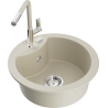 Mexen Diego granitische gootsteen met 1 compartiment en Flora keukenkraan, beige - 6512-69-670401-09