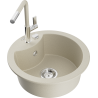 Mexen Diego Granitspüle, 1-beckig mit Küchenarmatur Flora, beige - 6512-69-670401-09