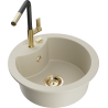 Mexen Diego granieten spoelbak 1-komerig met keukenmengkraan Flora, beige - 6512-69-670401-57-G