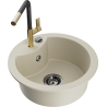 Mexen Diego Granit Spullsteen mat enger Kichenkraan Flora, beige - 6512-69-670401-57-B