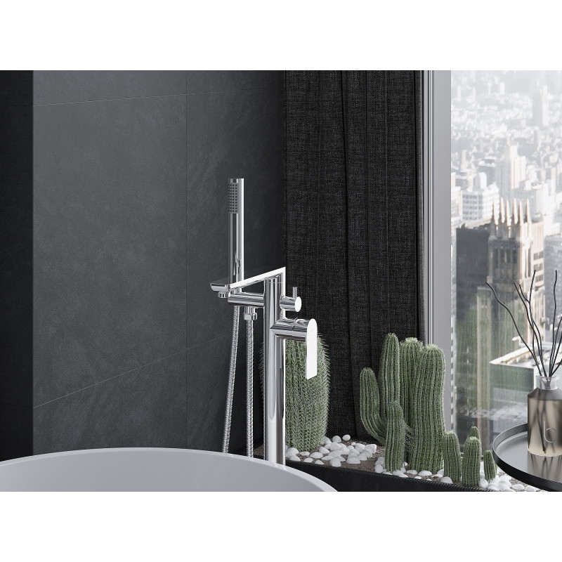 Mexen Leda freestanding bathtub faucet, chrome - 75633-00