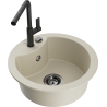 Mexen Diego granitische 1-komorige gootsteen met keukenmengkraan Flora, beige - 6512-69-670401-70-B