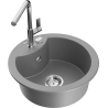Mexen Diego 1-bowl granite sink with Flora kitchen tap, grey - 6512-71-670401-00