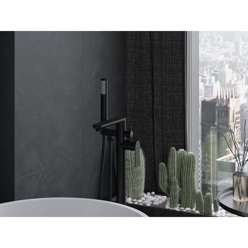 Mexen Leda freestanding bathtub faucet, black - 75633-70