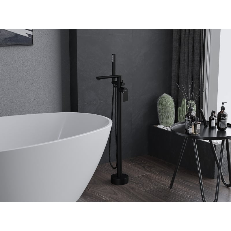 Mexen Leda freestanding bathtub faucet, black - 75633-70