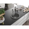 Mexen Diego Granitspüle 1-Becken mit Küchenarmatur Flora, grau - 6512-71-670401-07