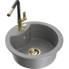 Mexen Diego fregadero de granito de 1 cubeta con grifo de cocina Flora, gris - 6512-71-670401-57-G