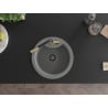 Mexen Diego granite kitchen sink 1-bowl with Flora kitchen faucet, gray - 6512-71-670401-57-B