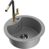 Mexen Diego 1-bowl granite sink with Flora kitchen tap, grey - 6512-71-670401-57-B
