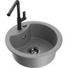 Mexen Diego fregadero de granito de 1 cubeta con grifo de cocina Flora, gris - 6512-71-670401-70-B