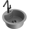 Mexen Diego one-bowl granite sink with Flora kitchen tap, grey - 6512-71-670401-70-B