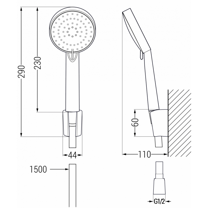 Mexen Pecos R75 grifo de baño con conjunto de ducha, negro - 7273R75-70