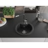 Mexen Diego 1-bowl granite sink with Flora kitchen tap, black/silver metallic - 6512-73-670401-07