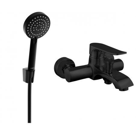 Mexen Pecos R75 bateria wannowa z zestawem prysznicowym, czarna - 7273R75-70
