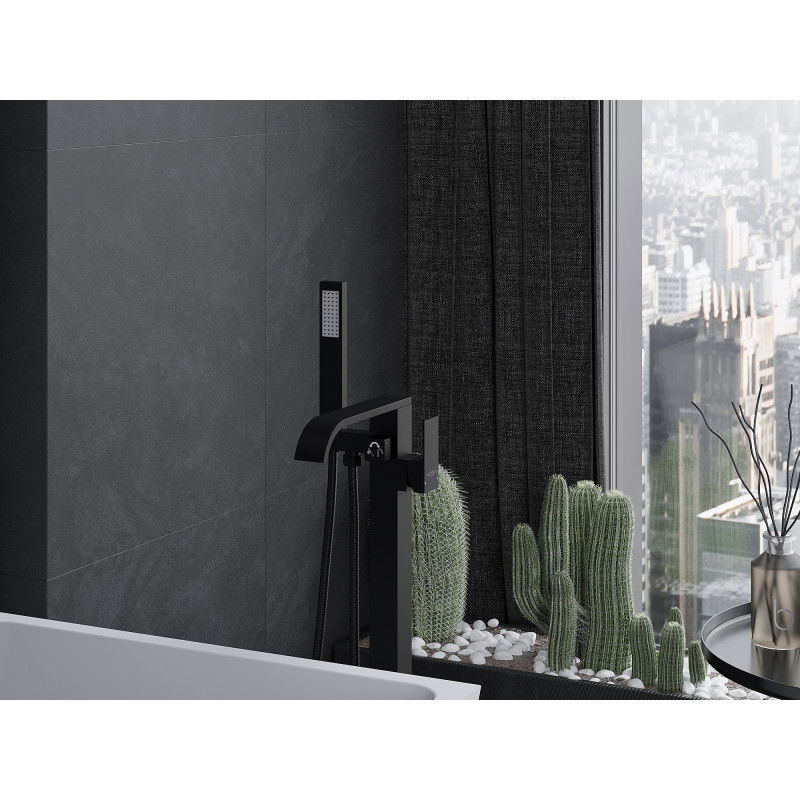 Mexen Lava grifo de bañera independiente, negro - 752433-70