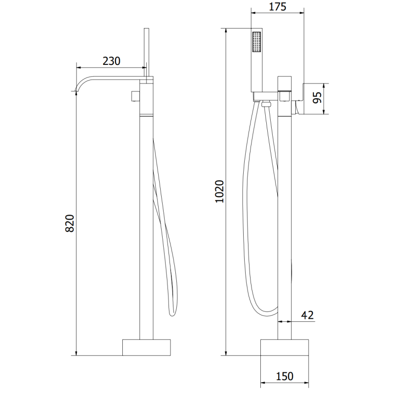 Mexen Lava robinet de baignoire autoportant, chromé - 752433-00