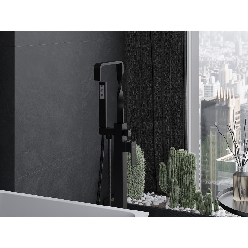 Mexen Avila mitigeur de baignoire sur pied, noir - 75833-70