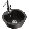 Mexen Diego single-bowl granite sink with Flora kitchen tap, black/gold metallic - 6512-75-670401-00