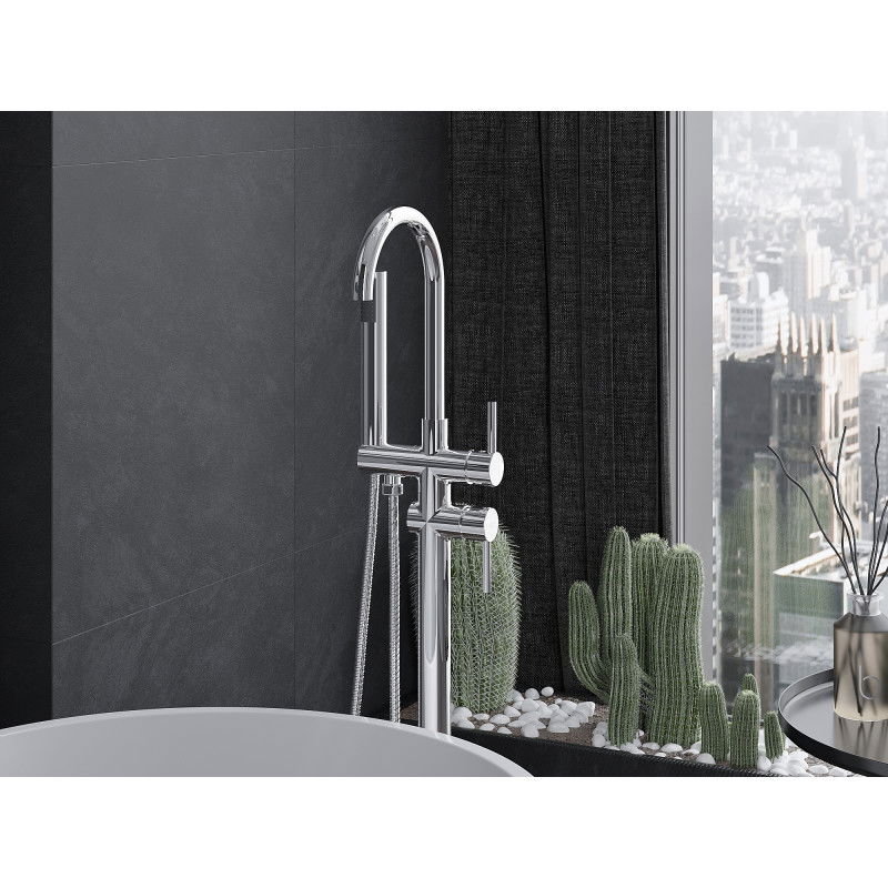 Mexen Alma fräi stoend Badewanne-Kraan, Chrom - 75033-00