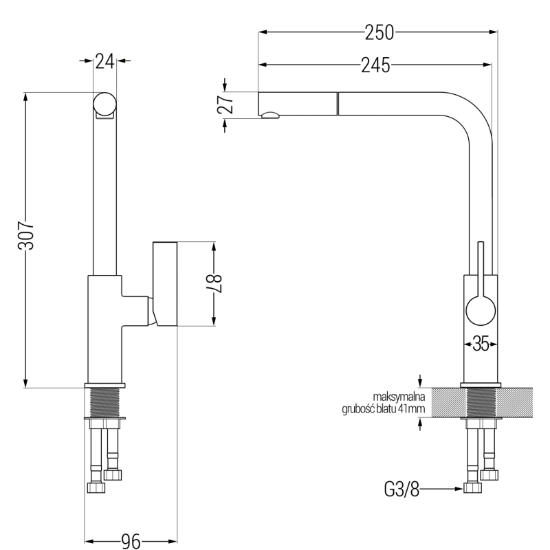 Mexen Diego zlewozmywak granitowy 1-komorowy z baterią kuchenną Flora, czarny/złoty metalik - 6512-75-670401-07-B